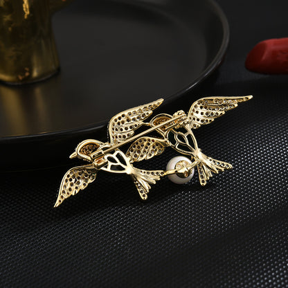 Double Flying Birds Brooch