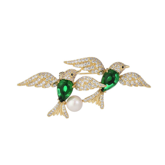 Double Flying Birds Brooch