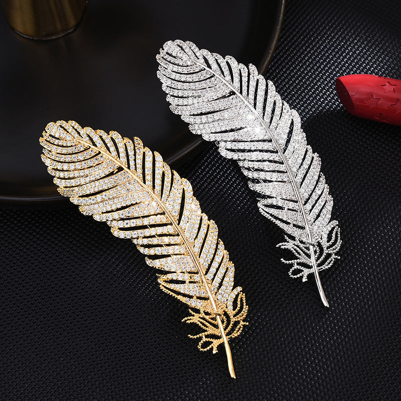 Sapphire Feather Brooch