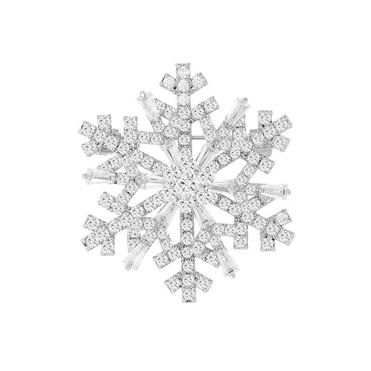 Zircon Diamond White Snowflake Brooch