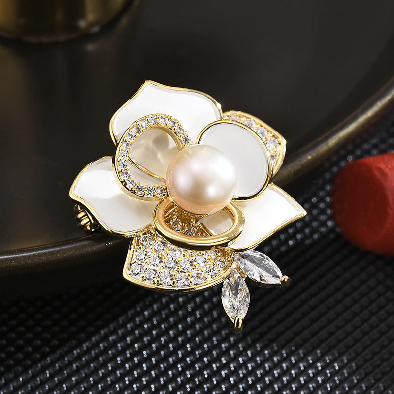 Camellia Freshwater Pearl Brooch