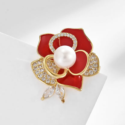 Camellia Freshwater Pearl Brooch