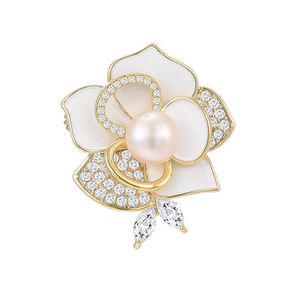 Camellia Freshwater Pearl Brooch