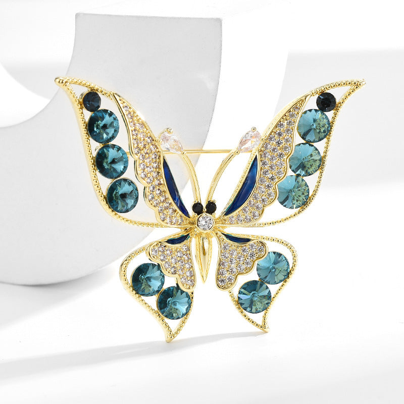 Sapphire Butterfly Gold Brooch