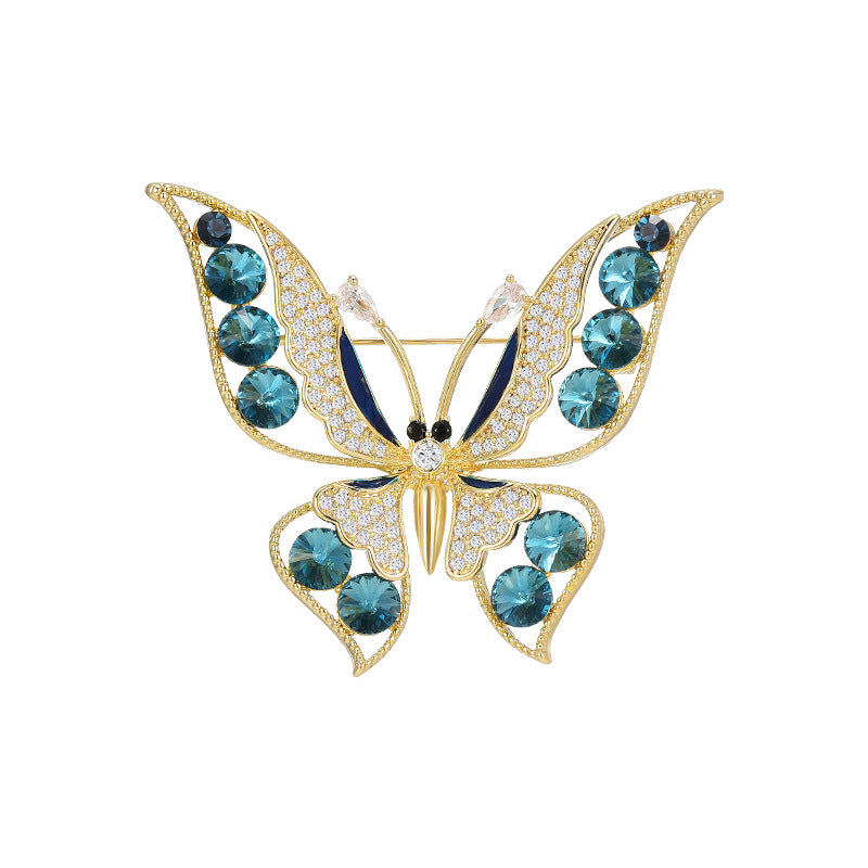 Sapphire Butterfly Gold Brooch