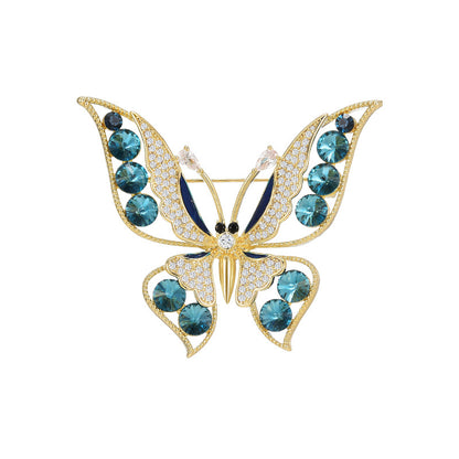 Sapphire Butterfly Gold Brooch