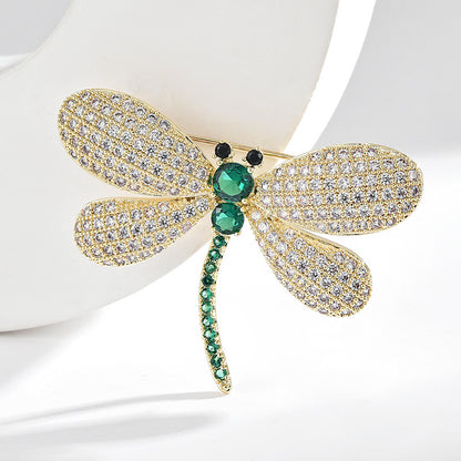 Emerald Zircon Dragonfly Brooch