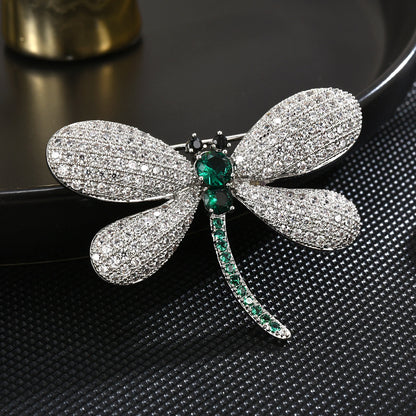 Emerald Zircon Dragonfly Brooch