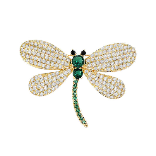 Emerald Zircon Dragonfly Brooch