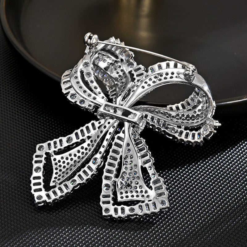 Classic Full Zircon Bow Brooch