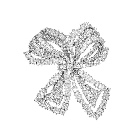 Classic Full Zircon Bow Brooch