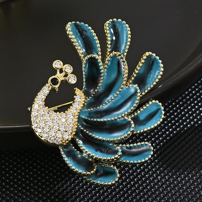 Zircon Blue Peacock Brooch