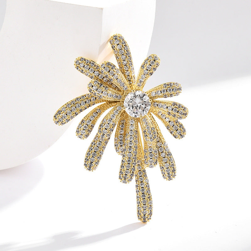 Full Zircon Sapphire Fireworks Brooch