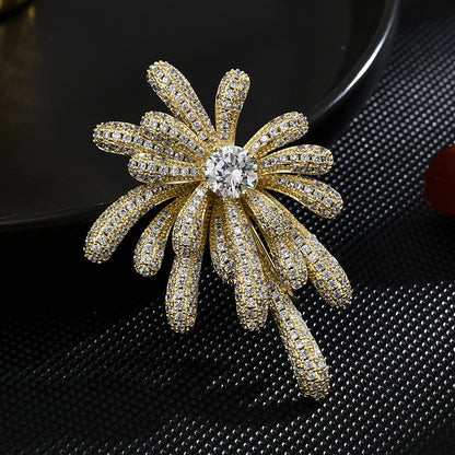 Full Zircon Sapphire Fireworks Brooch