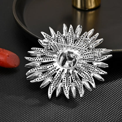 Crystal Ruby Sunflower Brooch