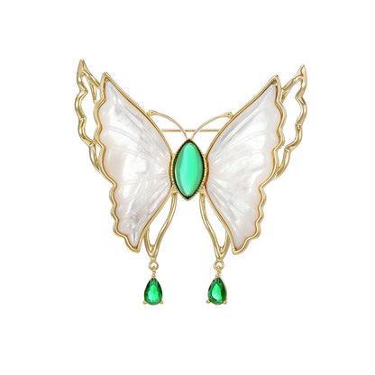 Natural Mother-of-Pearl Butterfly Brooch