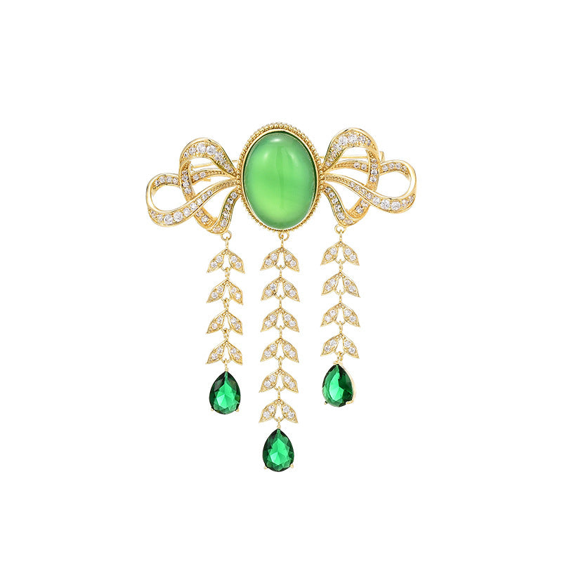 Emerald Three Pendant Brooch