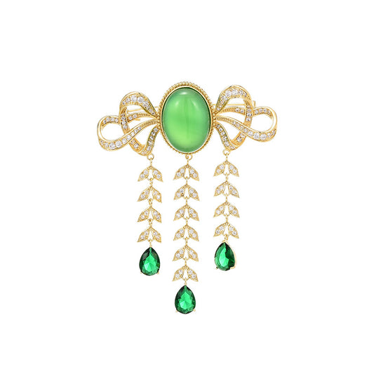 Emerald Three Pendant Brooch