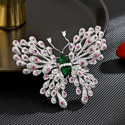 Classic Pink Zircon Butterfly Brooch