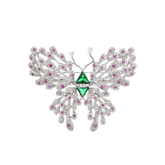 Classic Pink Zircon Butterfly Brooch