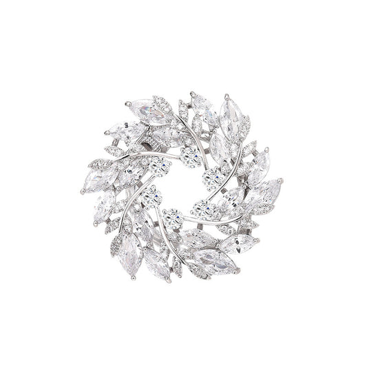 Zircon Circle Garland Brooch