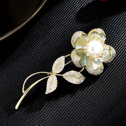 Freshwater Pearl Camellia Brooch