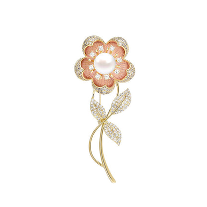 Freshwater Pearl Camellia Brooch