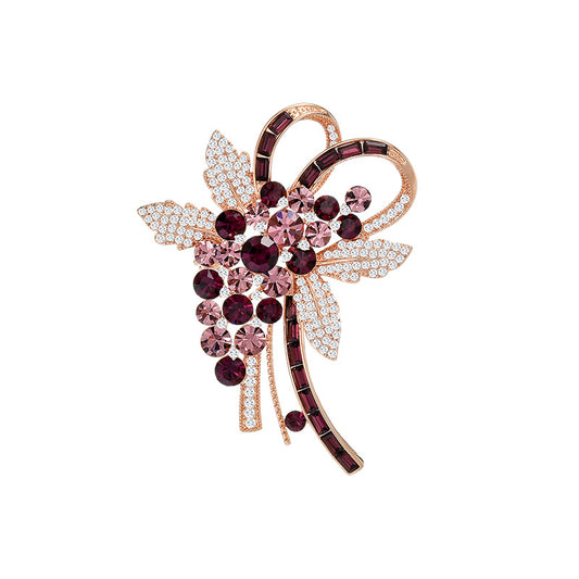 Classic Full Zircon Crystal Flower Brooch