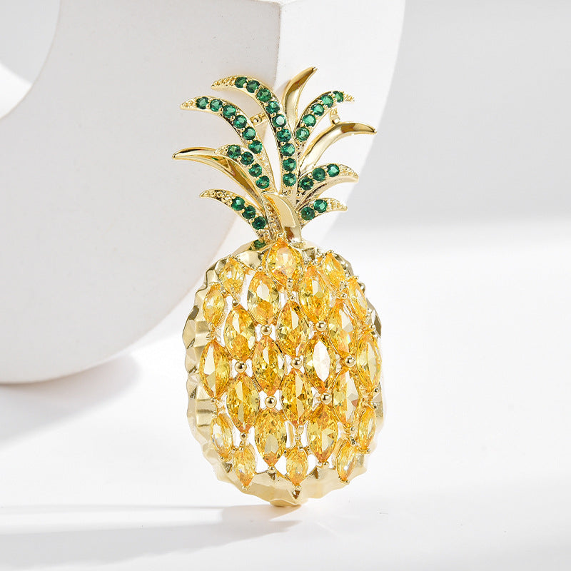 Emerald Gold Pineapple Brooch