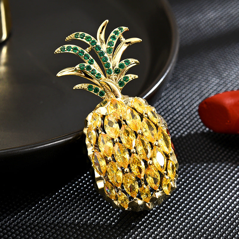 Emerald Gold Pineapple Brooch