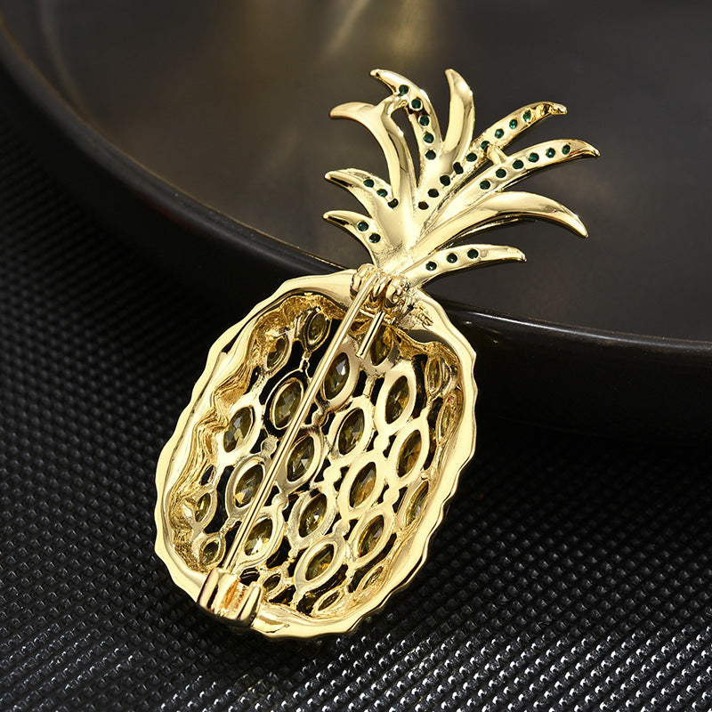 Emerald Gold Pineapple Brooch