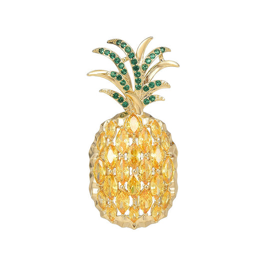 Emerald Gold Pineapple Brooch