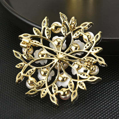 Five-petal Pearl Brooch