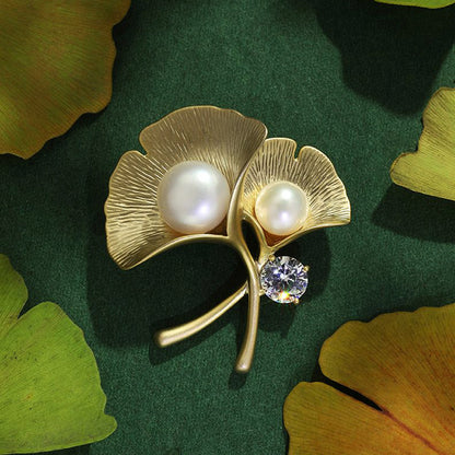 Golden Ginkgo Brooch