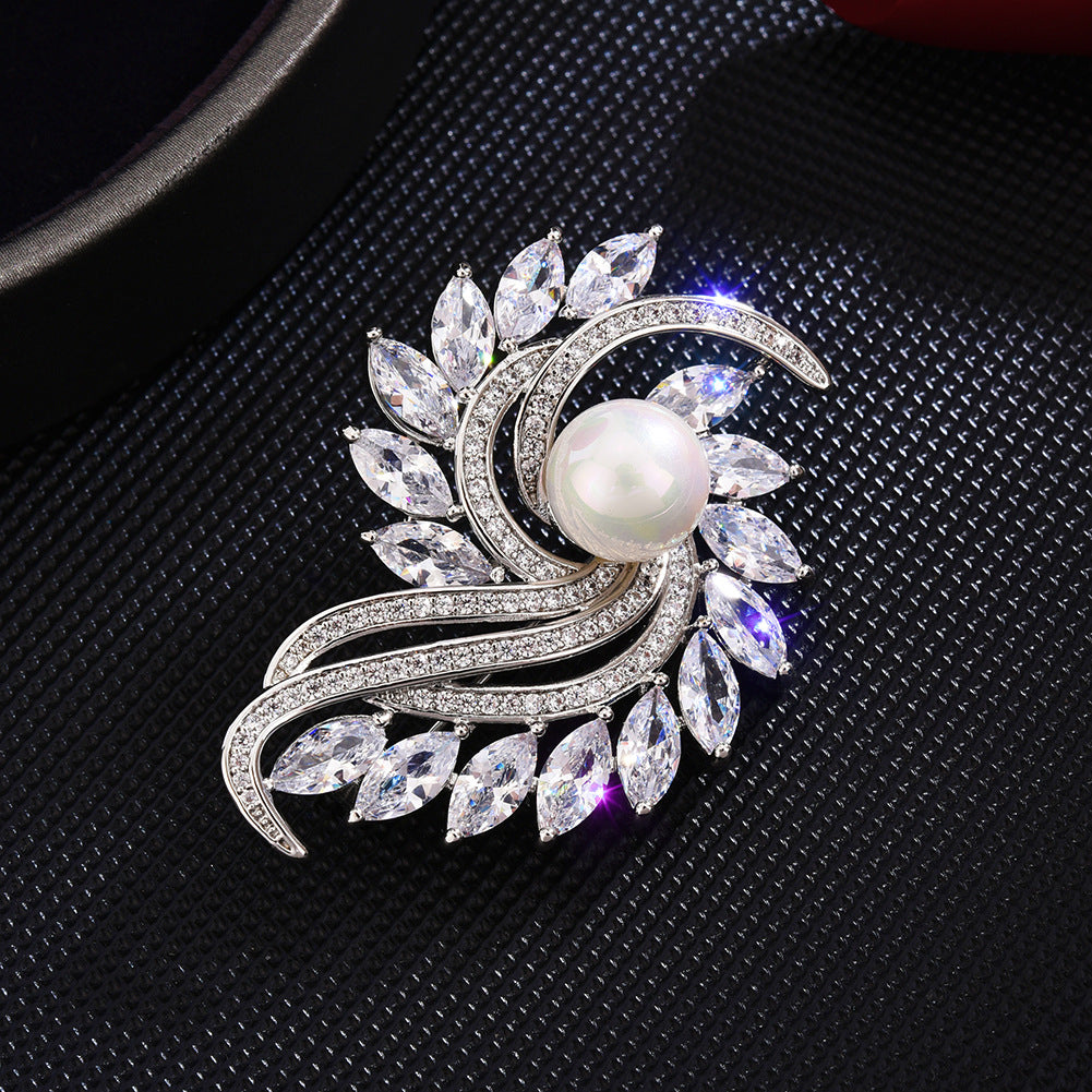 Zircon Flower Brooch