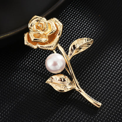 Rose Freshwater Pearl Flower Brooch