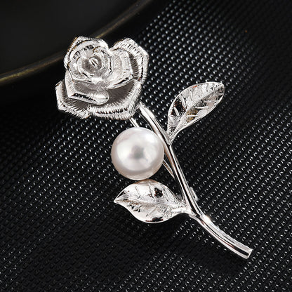 Rose Freshwater Pearl Flower Brooch