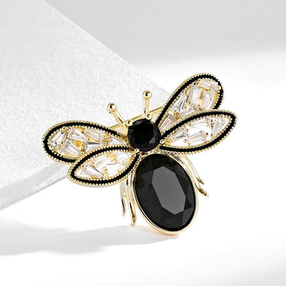 Black Crystal Bee Brooch