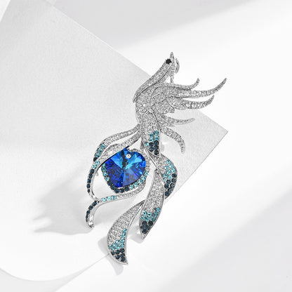 Blue Crystal Flying Phoenix Brooch