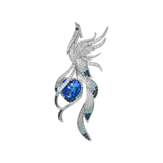 Blue Crystal Flying Phoenix Brooch