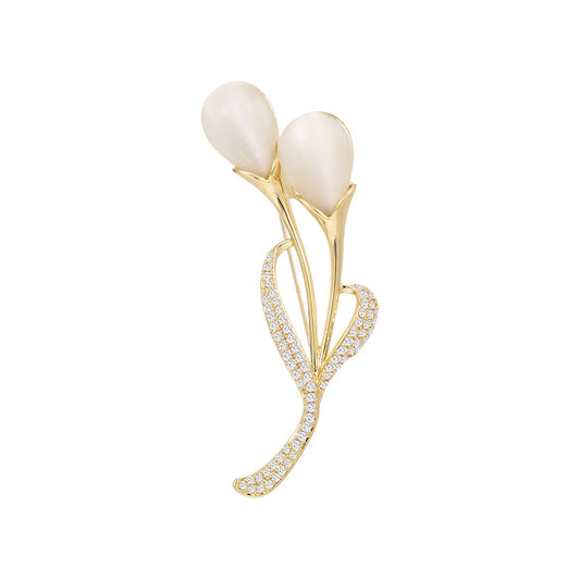 Classic Moonstone Zircon Brooch