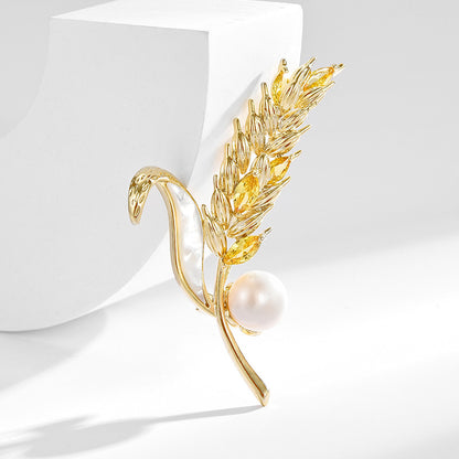 Classic Freshwater Pearl Ear of Wheat Brooch