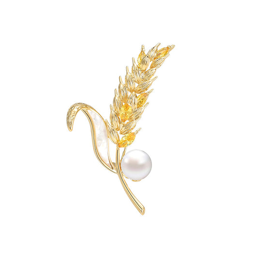 Classic Freshwater Pearl Ear of Wheat Brooch