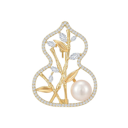 Bamboo Leaf Natural Pearl Brooch