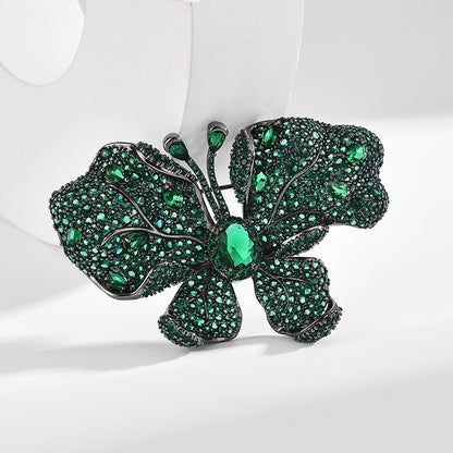 Emerald Full Zircon Butterfly Brooch