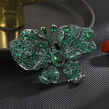 Emerald Full Zircon Butterfly Brooch