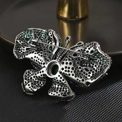 Emerald Full Zircon Butterfly Brooch