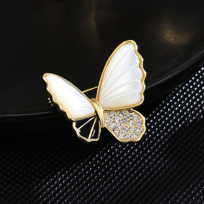 Classic Black Mother-of-Pearl Patchwork Butterfly Brooch