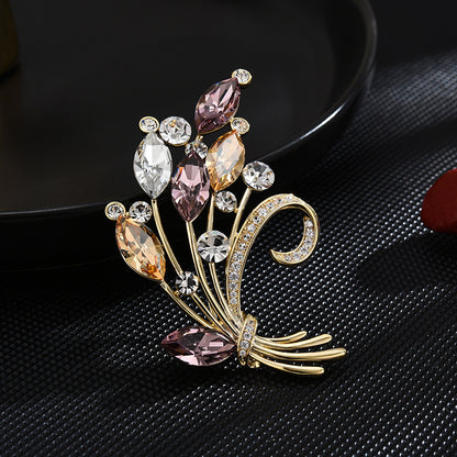 Colorful Micro-inlaid Zircon Bouquet Brooch