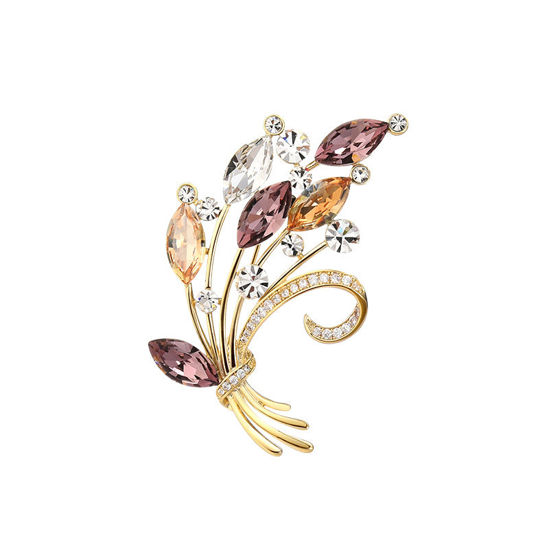 Colorful Micro-inlaid Zircon Bouquet Brooch